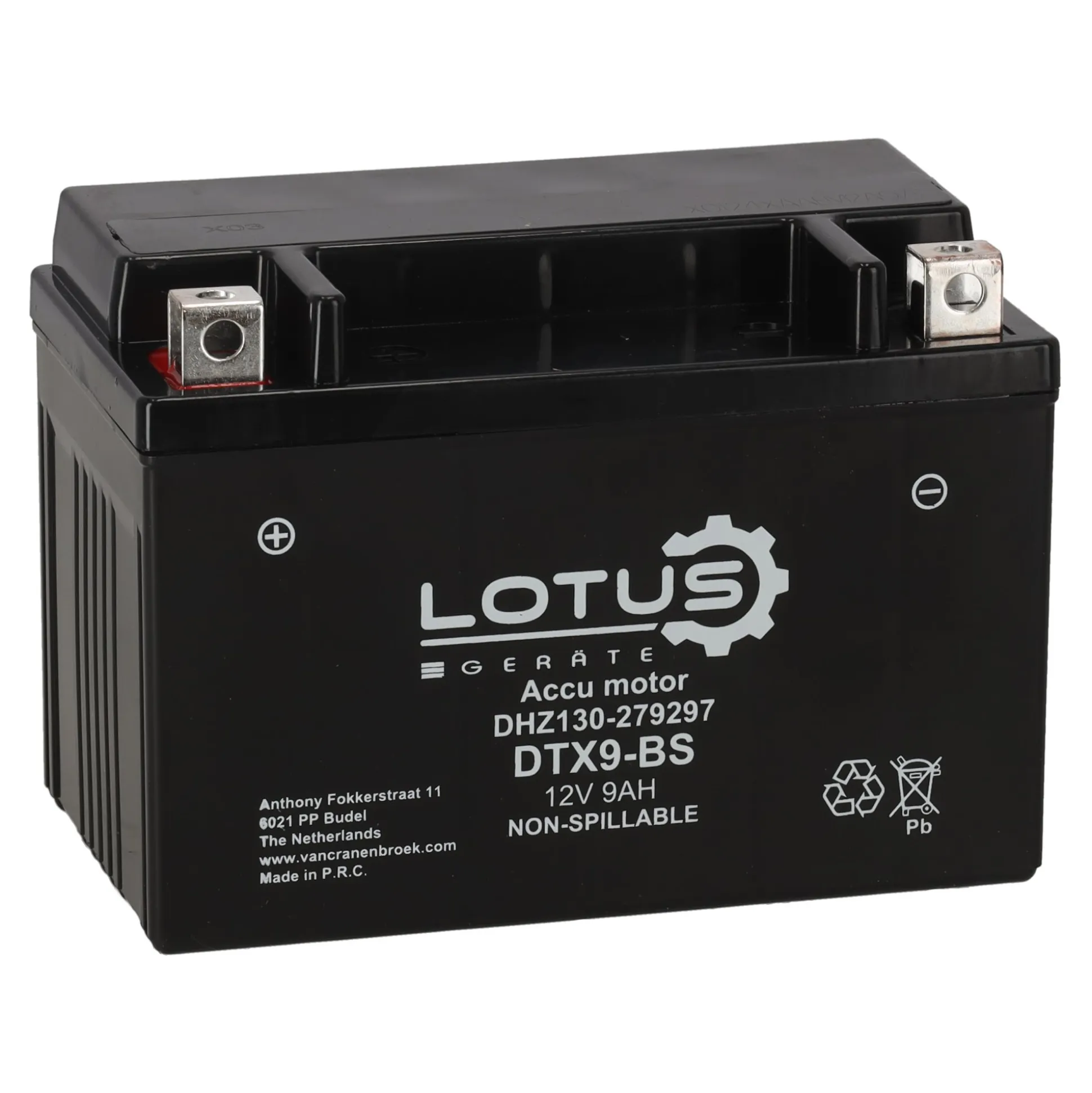 Accu motor 12V 9Ah DTX9-BS V2 Lotus