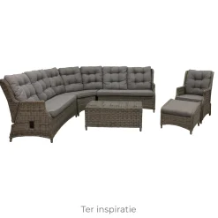 Bank hoek rond Aprano willow grey met kussens