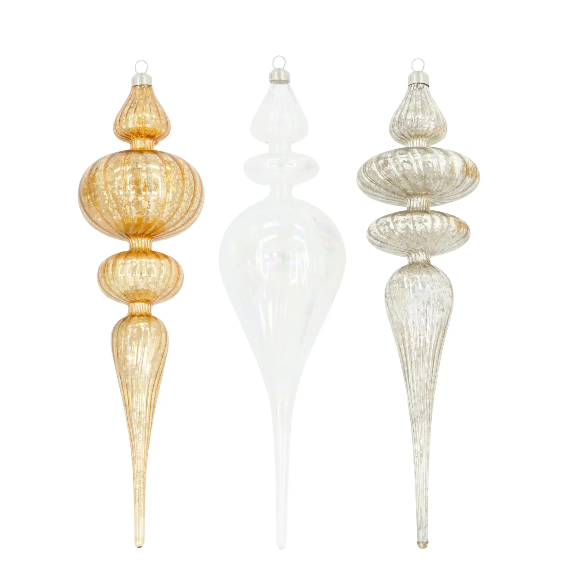 Hanger glas wit goud 8 x 30 cm