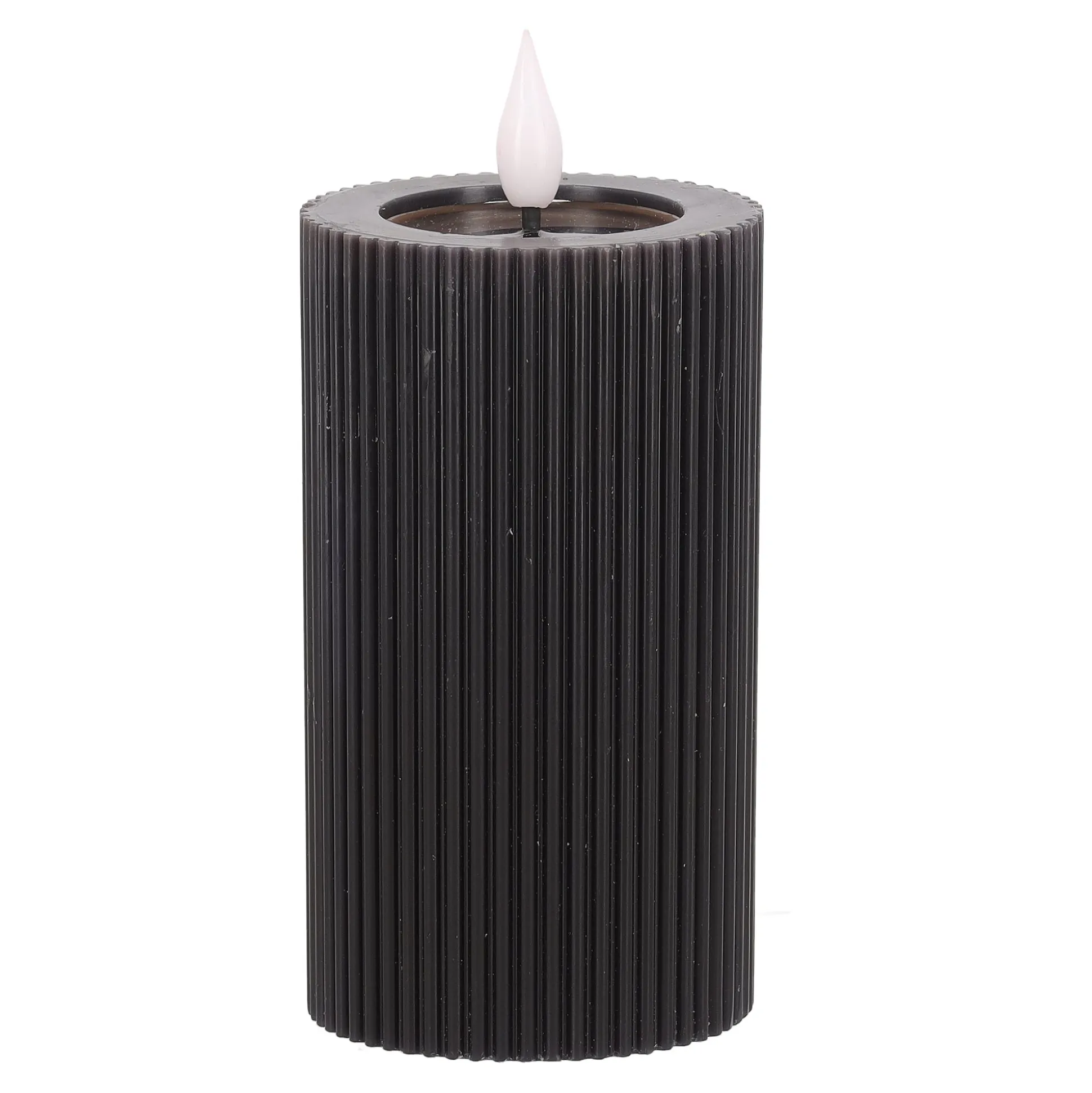 Kaars rib melt LED 7 x 12 cm zwart