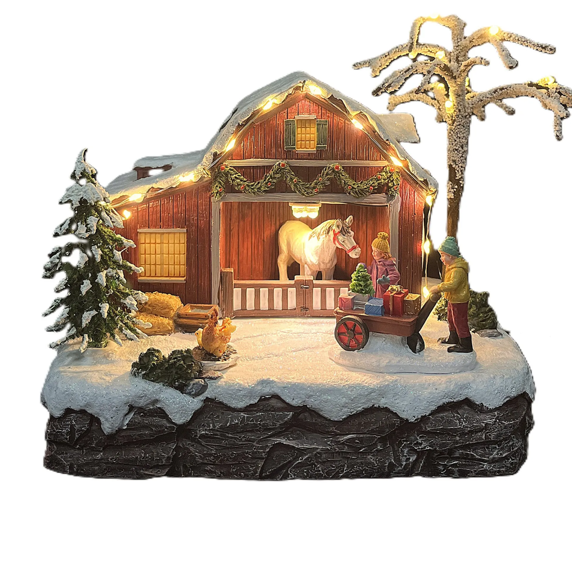 Kerstdorp pony ranch 20 x 15 x 20 cm