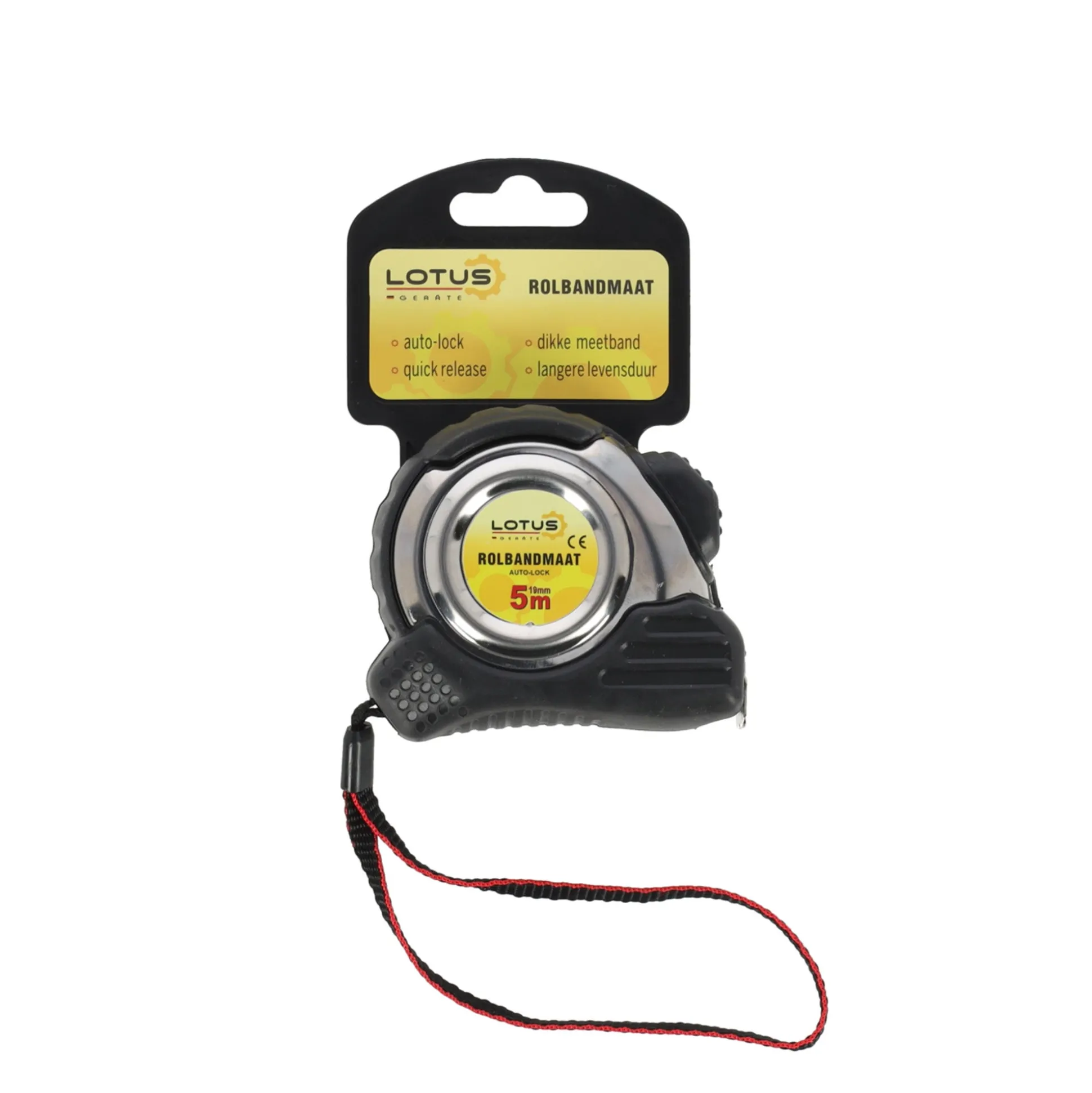 Rolbandmaat auto-lock 5 m - 19 mm RVS Lotus