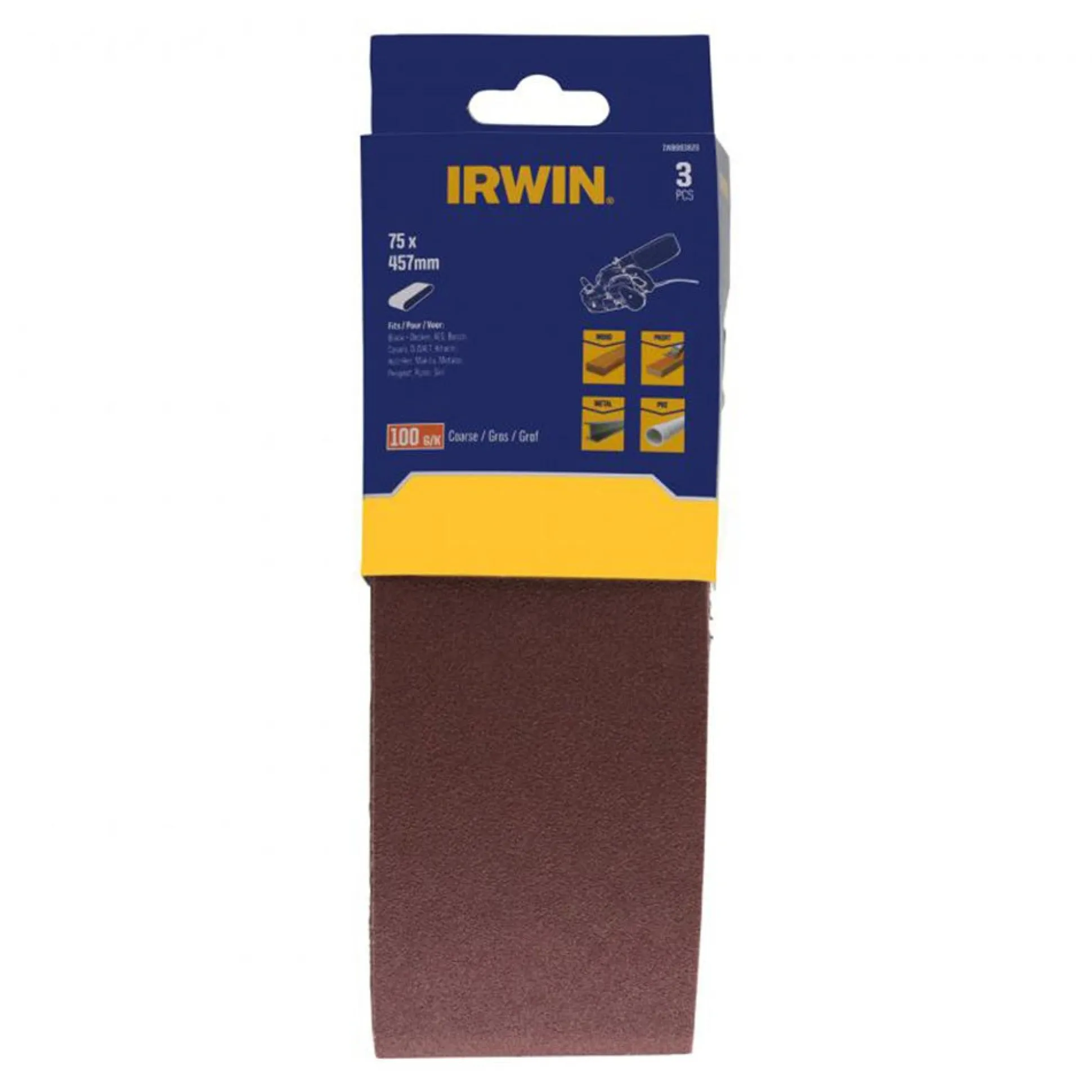 Schuurband 75 x 457 mm K100 3st. Irwin