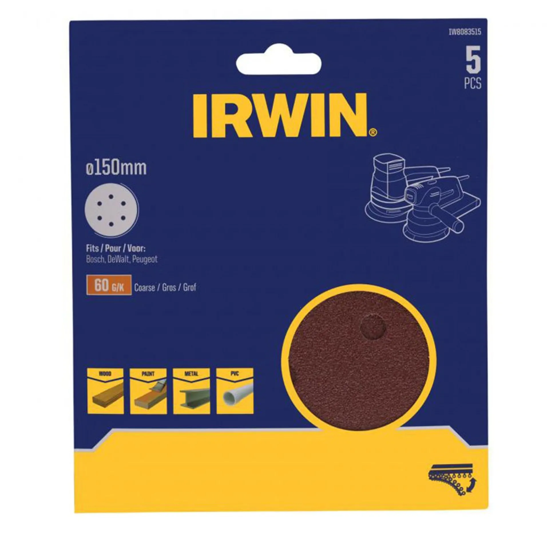 Schuurschijf Ø150mm K60 5st. Irwin