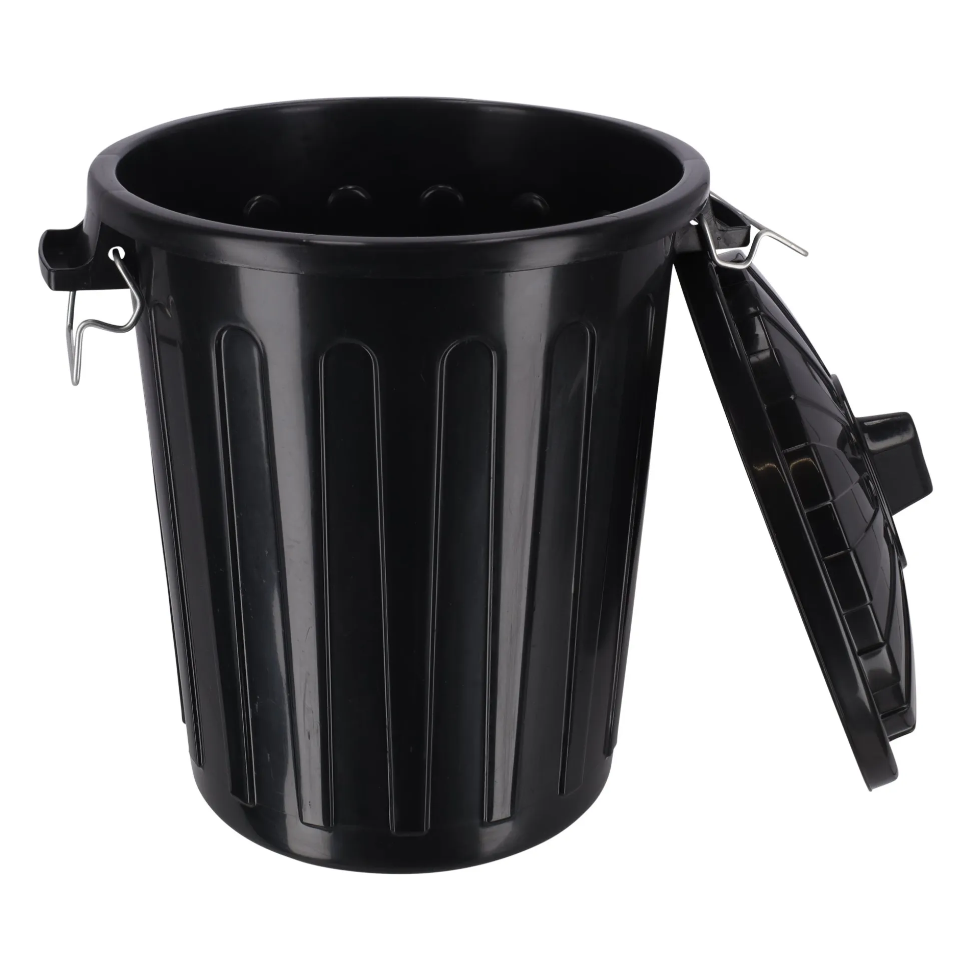 Ton met deksel zwart 23l Curver